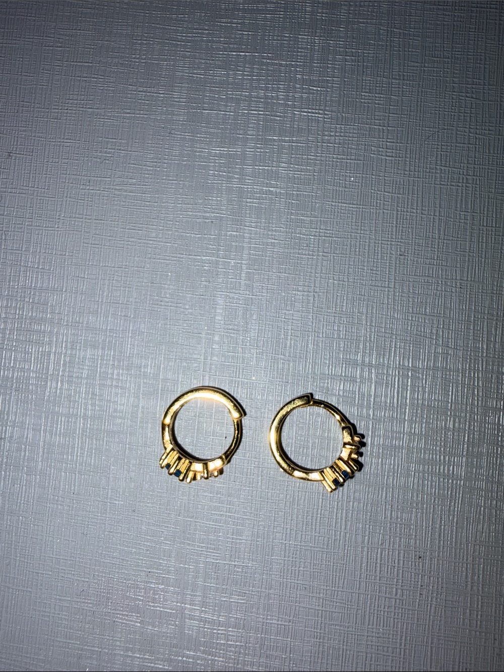 925 Gold Hoop Huggie Earrings with Baguette Accent - Women Jewelry